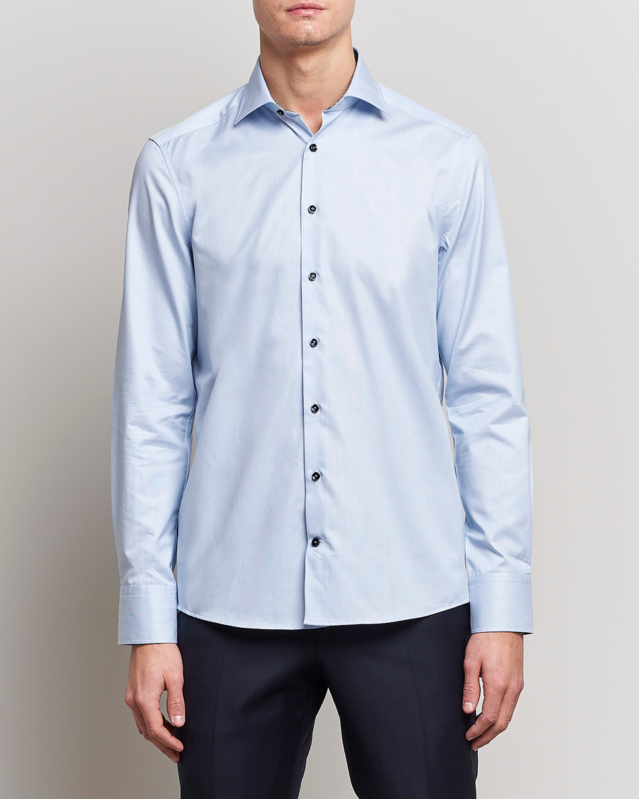 Heren | Overhemden | Stenströms | Slimline Cut Away Micro Stripe Contrast Shirt Blue
