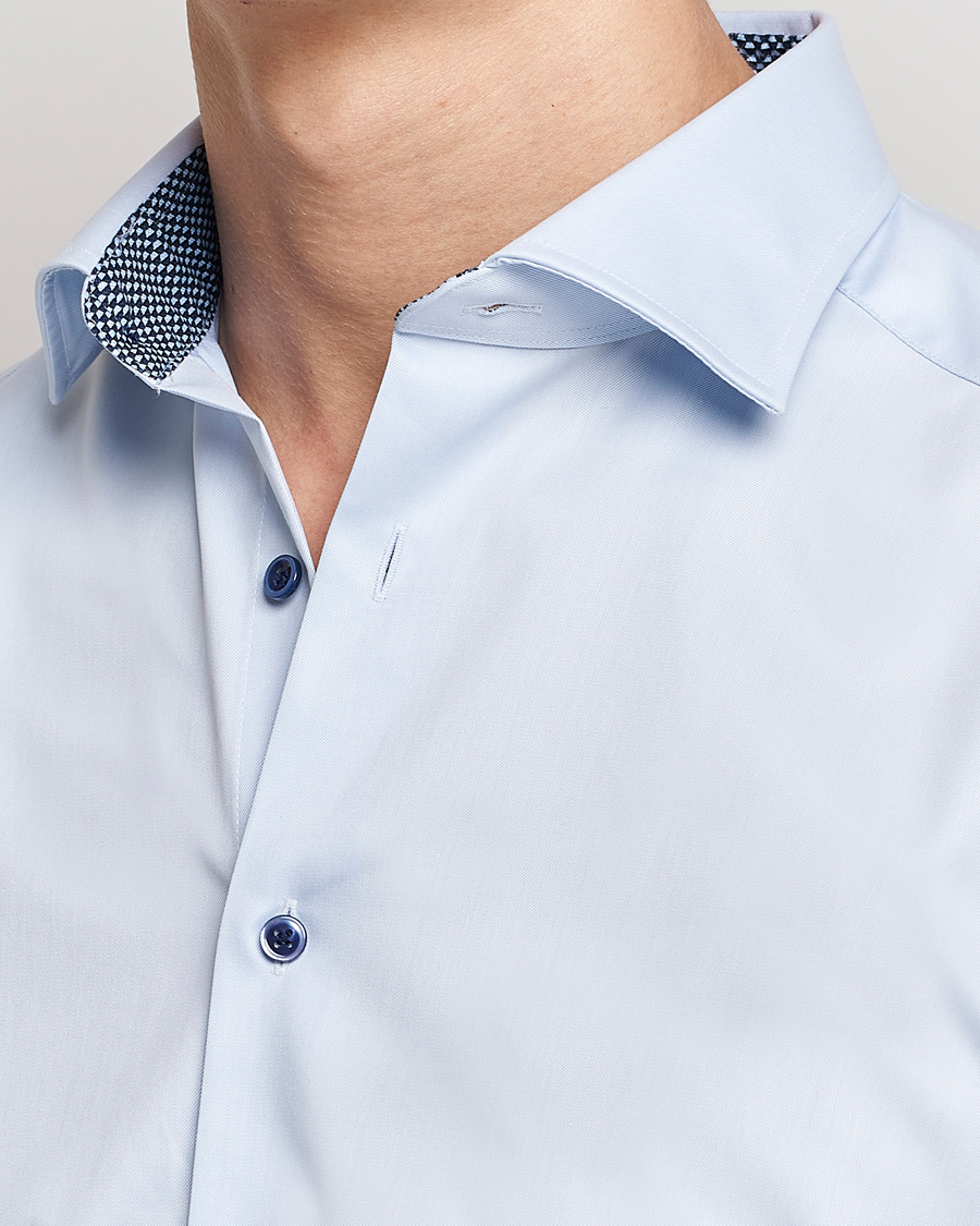 Heren | Overhemden | Stenströms | Slimline Cut Away Contrast Shirt Blue