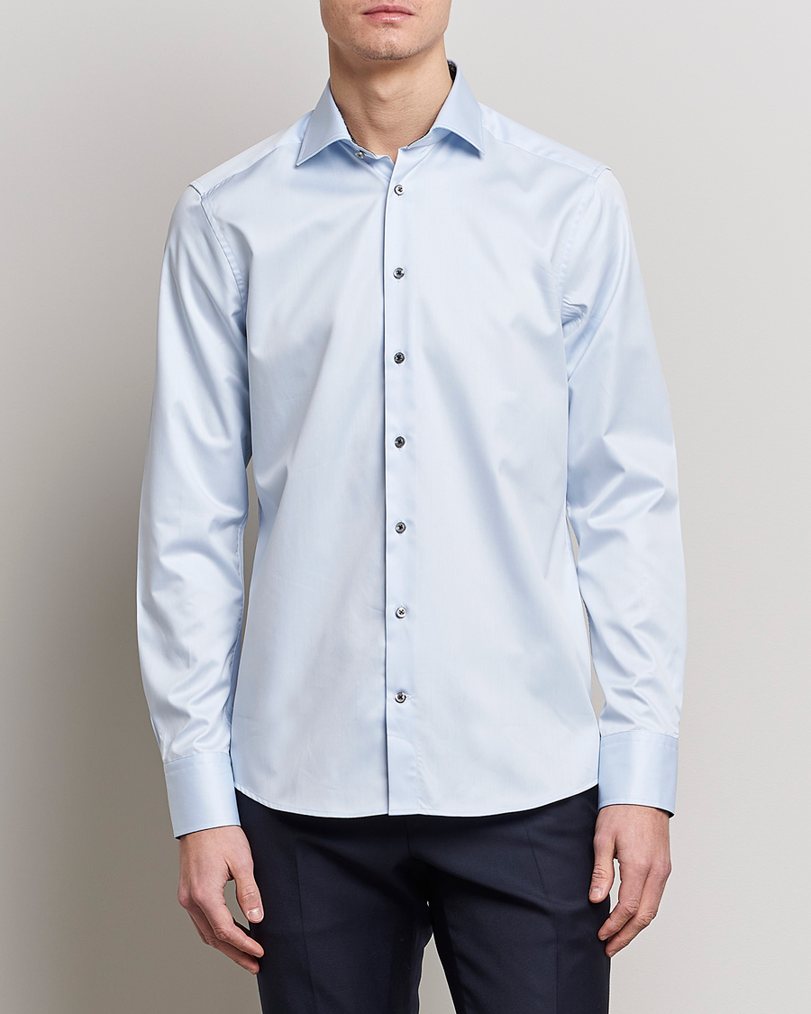 Heren | Overhemden | Stenströms | Slimline Cut Away Contrast Shirt Blue