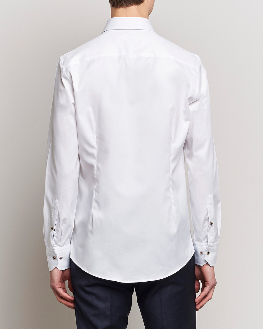 Heren | Overhemden | Stenströms | Slimline Cut Away Contrast Shirt White