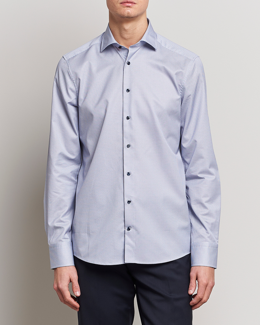 Heren | Overhemden | Stenströms | Slimline Cut Away Micro Print Shirt Blue