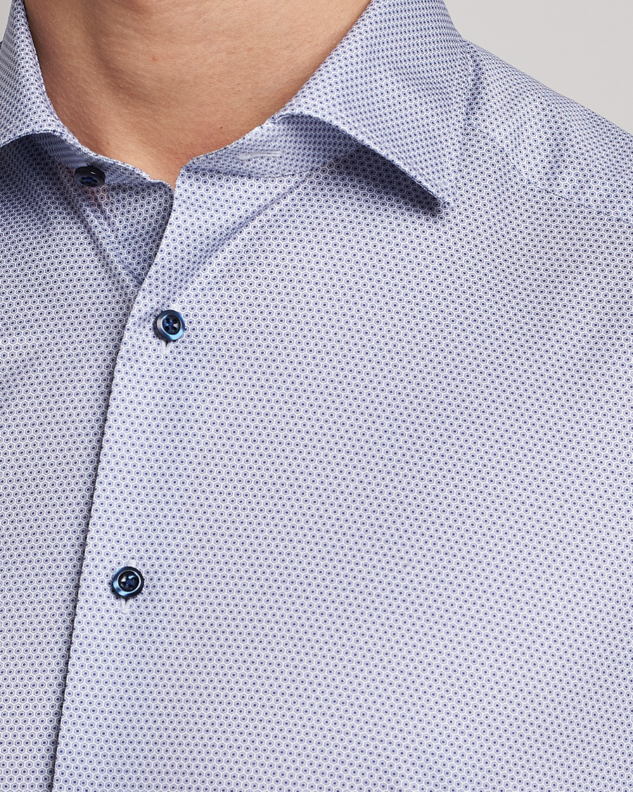 Heren | Overhemden | Stenströms | Slimline Cut Away Micro Print Shirt Blue
