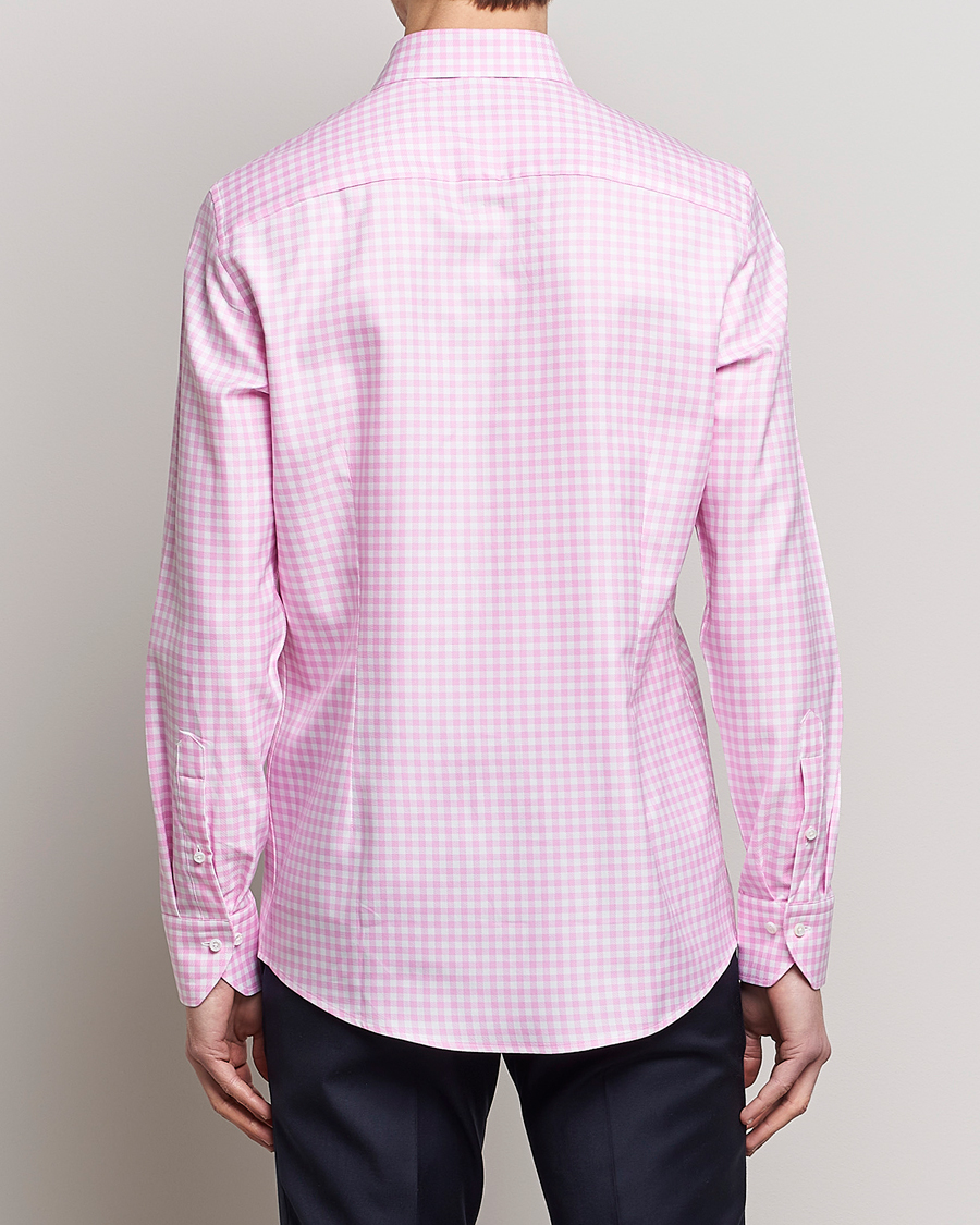 Heren | Overhemden | Stenströms | Slimline Checked Cut Away Shirt Pink