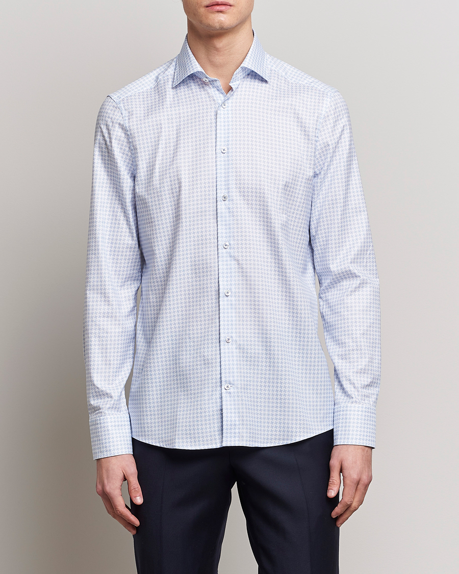 Heren | Overhemden | Stenströms | Slimline Cut Away Micro Print Shirt Blue