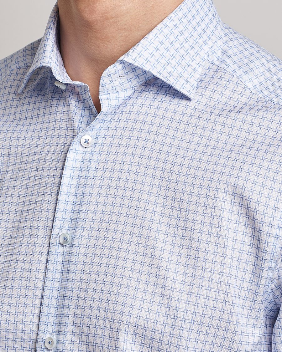 Heren | Overhemden | Stenströms | Slimline Cut Away Micro Print Shirt Blue