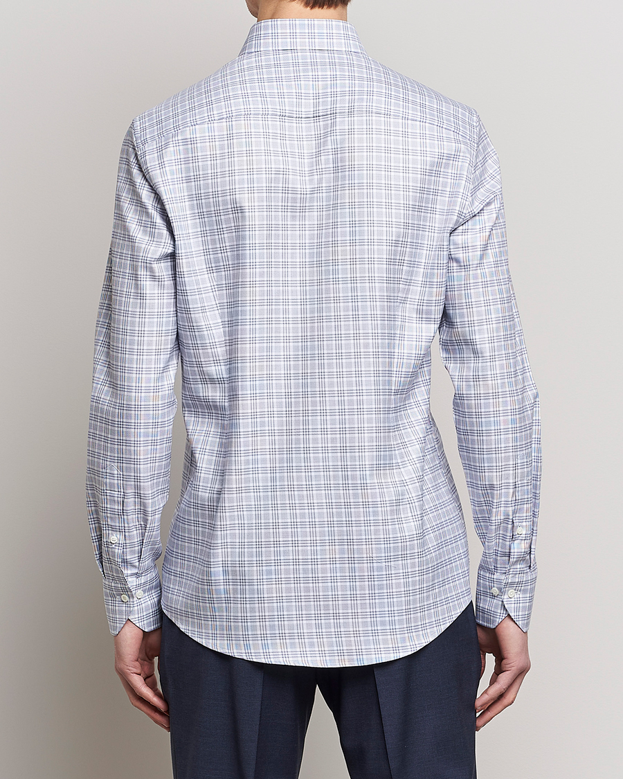 Heren | Overhemden | Stenströms | Slimline Cut Away Multicheck Shirt Blue