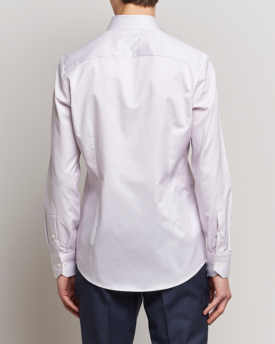 Heren | Overhemden | Stenströms | Slimline Cut Away Thin Stripe Shirt Purple