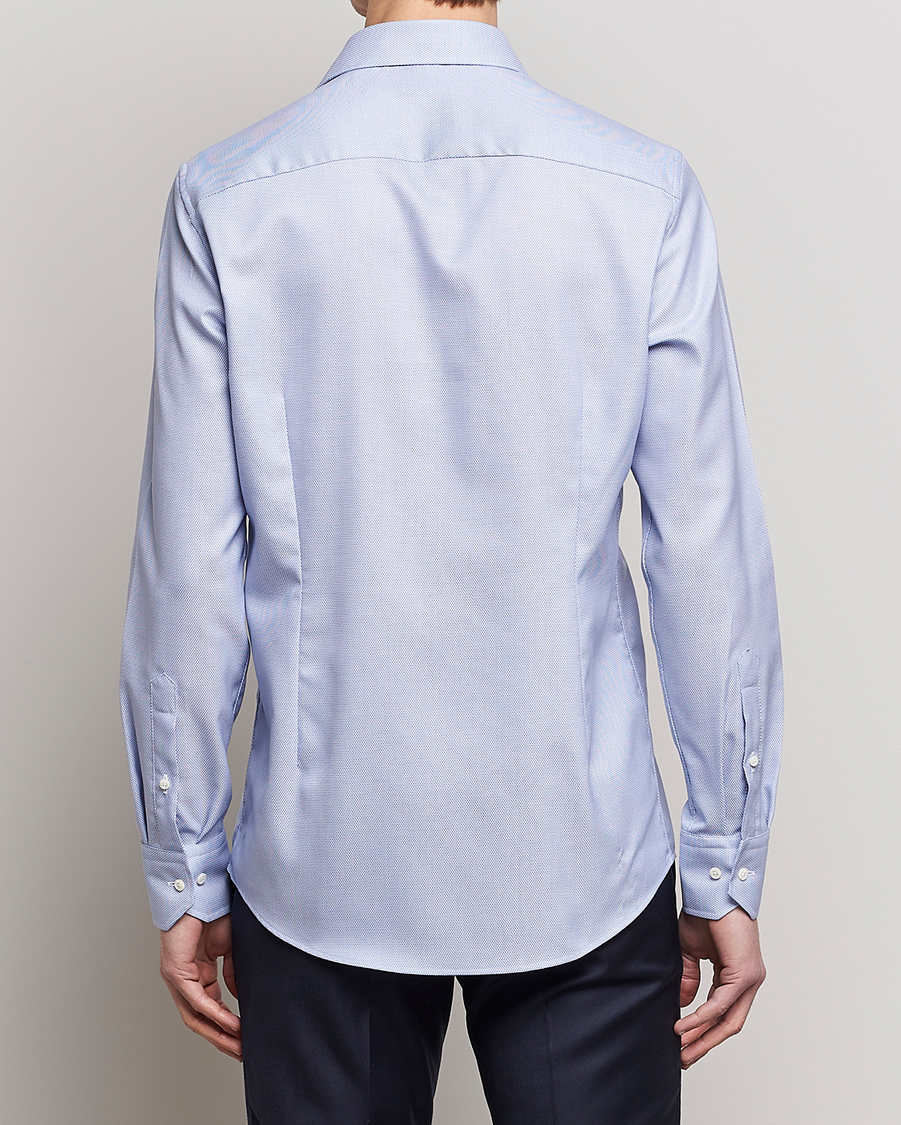 Heren | Overhemden | Stenströms | Slimline Cut Away Woven Structure Shirt Blue