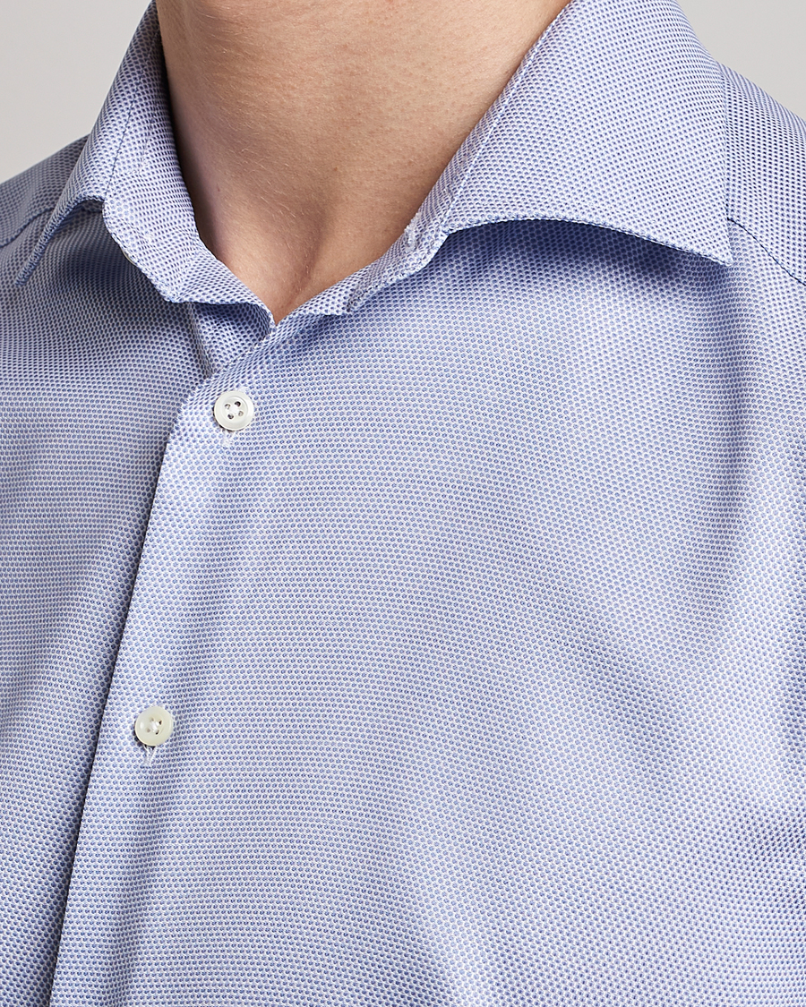 Heren | Overhemden | Stenströms | Slimline Cut Away Woven Structure Shirt Blue