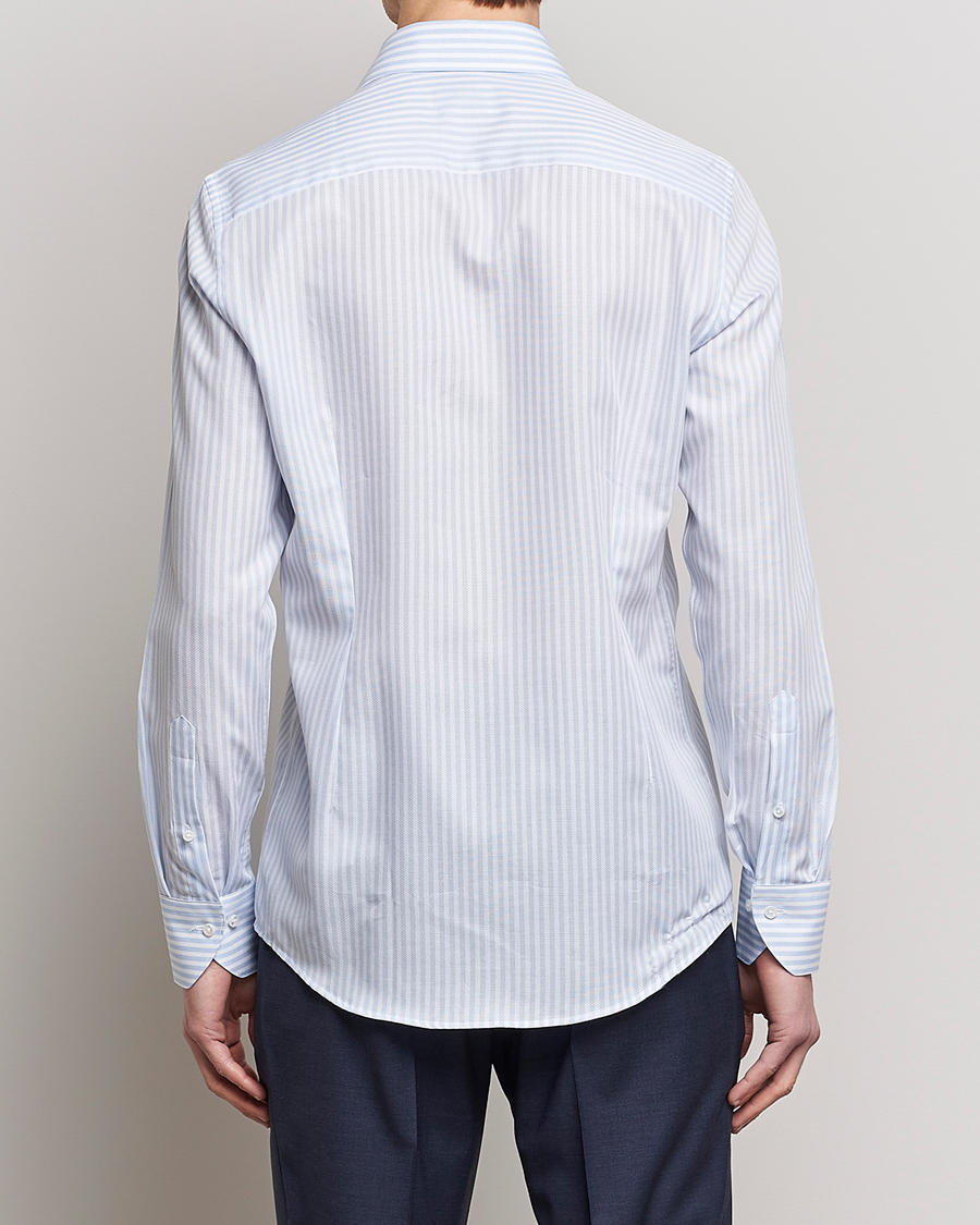 Heren | Overhemden | Stenströms | Slimline Cut Away Structure Striped Shirt Blue