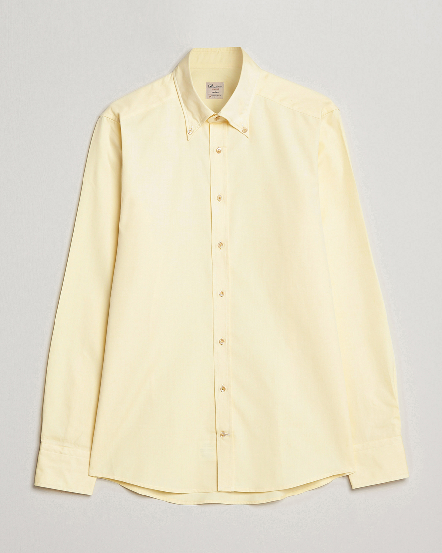 Heren | Overhemden | Stenströms | Slimline Button Down Pinpoint Oxford Shirt Yellow