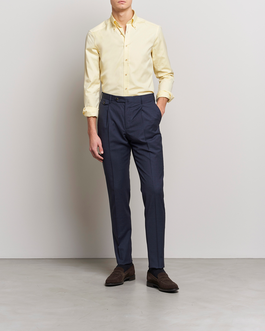 Heren | Overhemden | Stenströms | Slimline Button Down Pinpoint Oxford Shirt Yellow