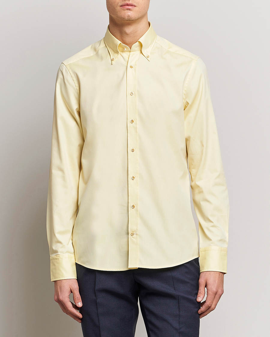 Heren | Overhemden | Stenströms | Slimline Button Down Pinpoint Oxford Shirt Yellow