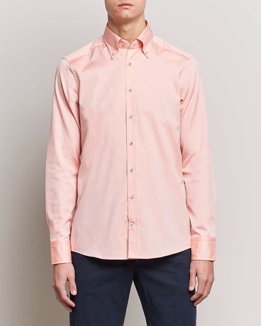 Heren | Overhemden | Stenströms | Slimline Button Down Pinpoint Oxford Shirt Orange