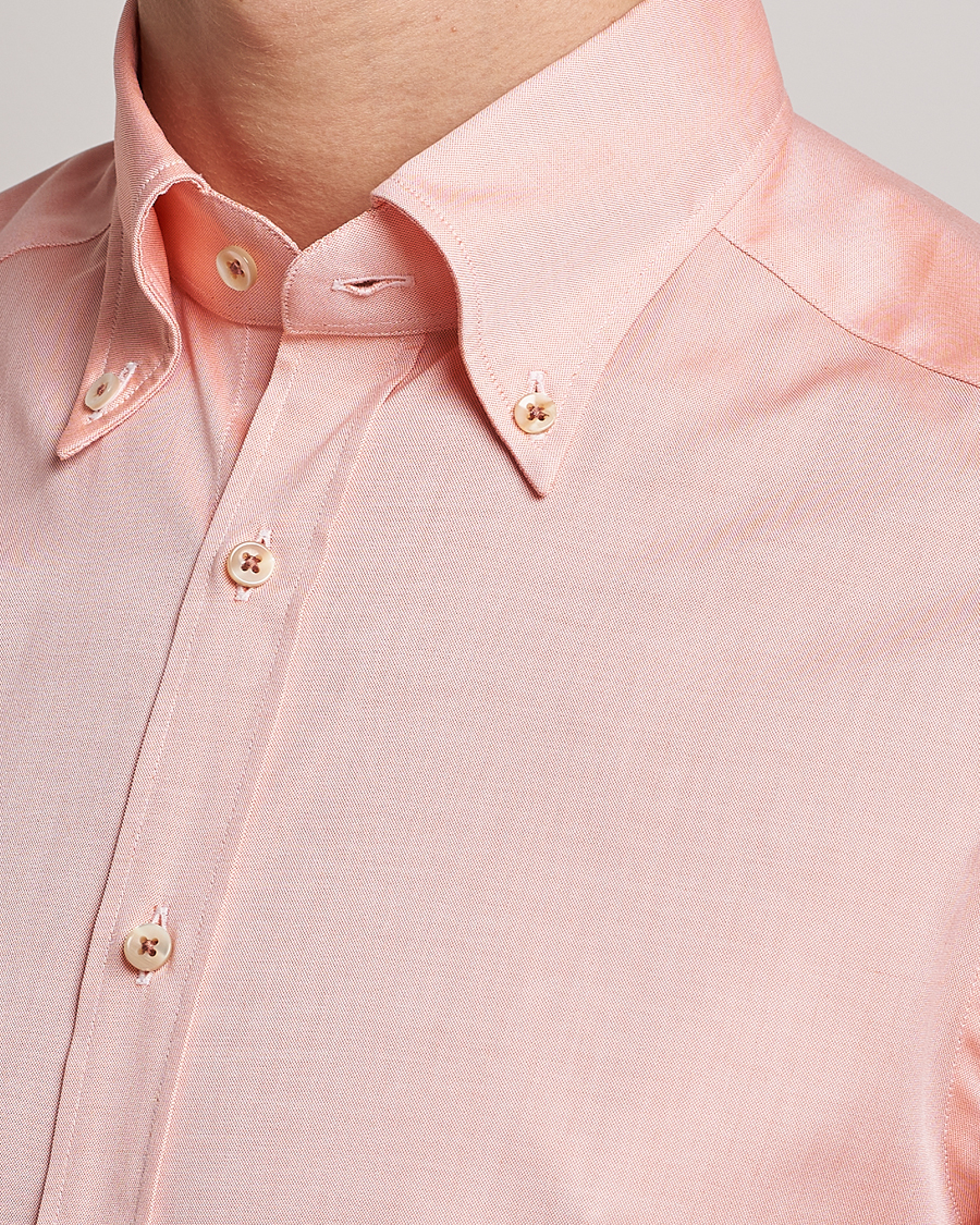 Heren | Overhemden | Stenströms | Slimline Button Down Pinpoint Oxford Shirt Orange