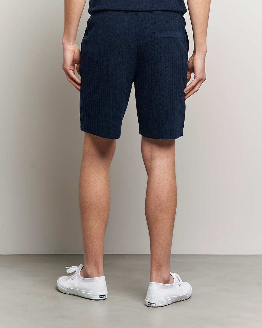 Heren | Korte broek | Stenströms | Merino/Lyocell Ribbed Shorts Navy