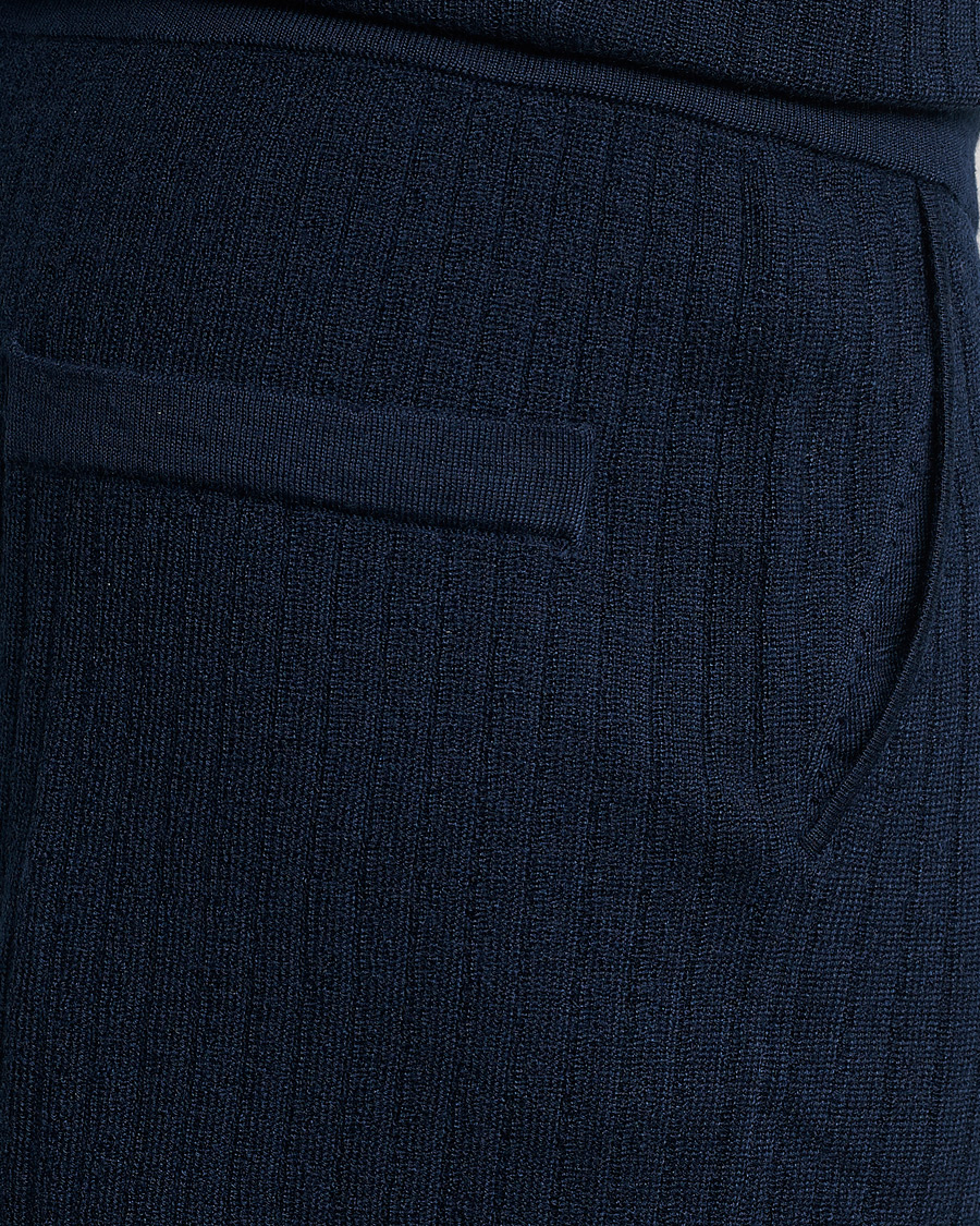 Heren | Korte broek | Stenströms | Merino/Lyocell Ribbed Shorts Navy