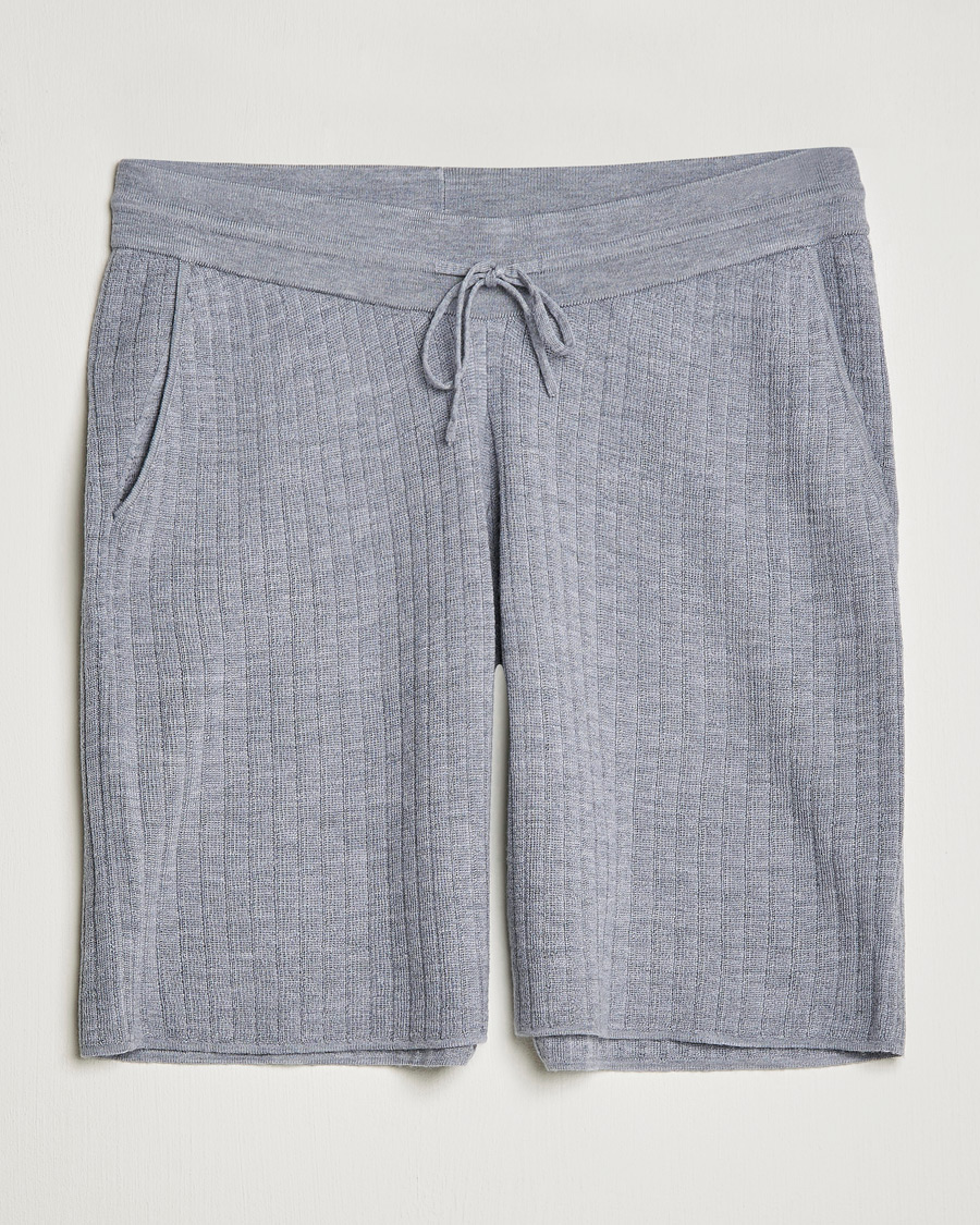 Heren | Korte broek | Stenströms | Merino/Lyocell Ribbed Shorts Grey