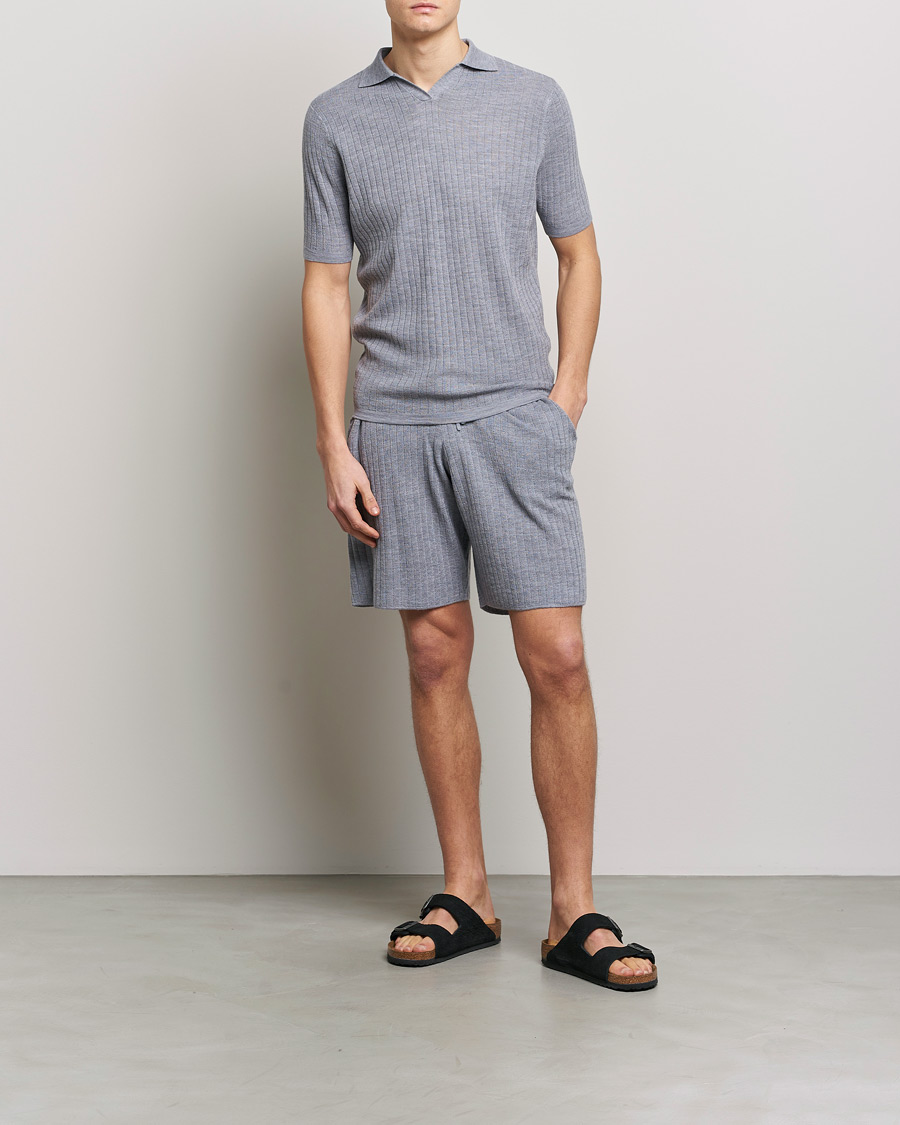 Heren | Korte broek | Stenströms | Merino/Lyocell Ribbed Shorts Grey