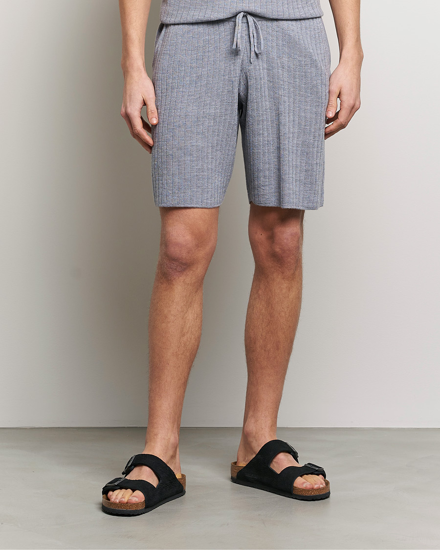 Heren | Korte broek | Stenströms | Merino/Lyocell Ribbed Shorts Grey