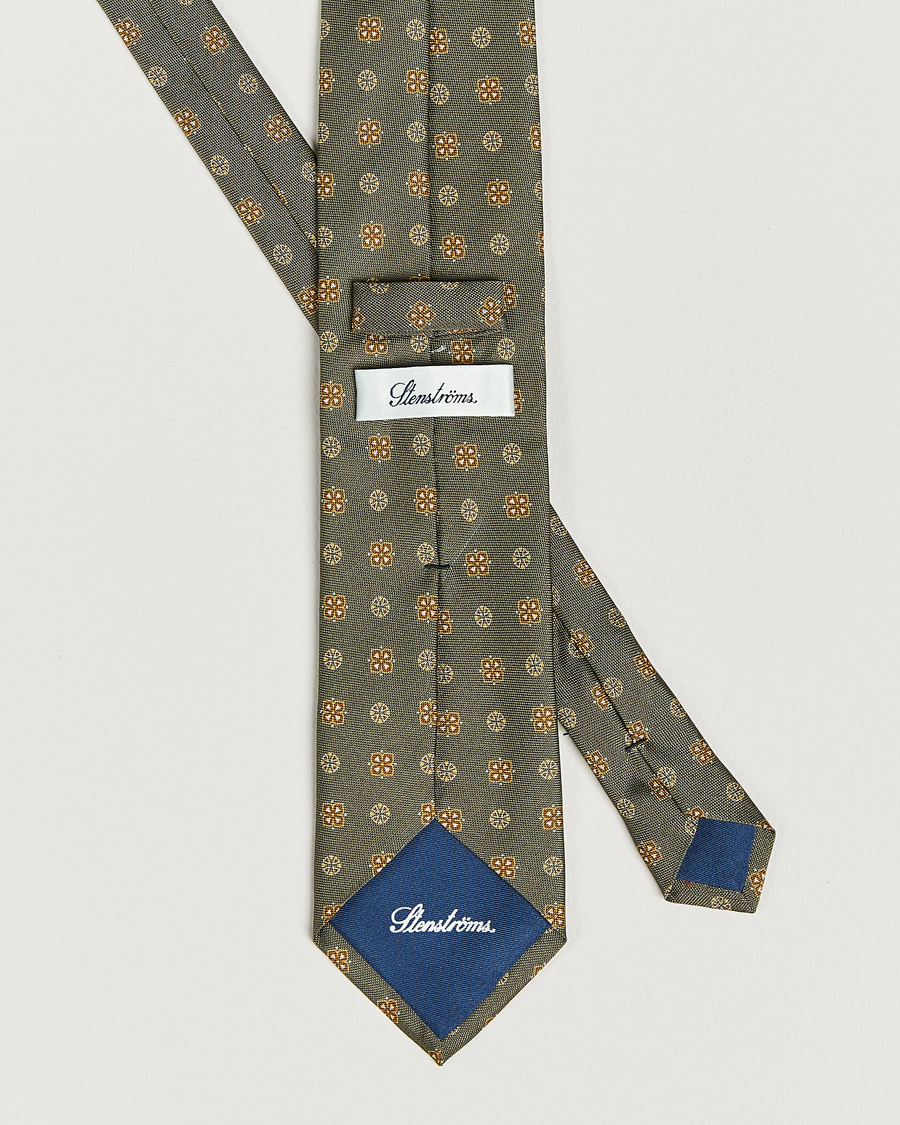 Heren | Stenströms Printed Silk Tie Grey | Stenströms | Printed Silk Tie Grey