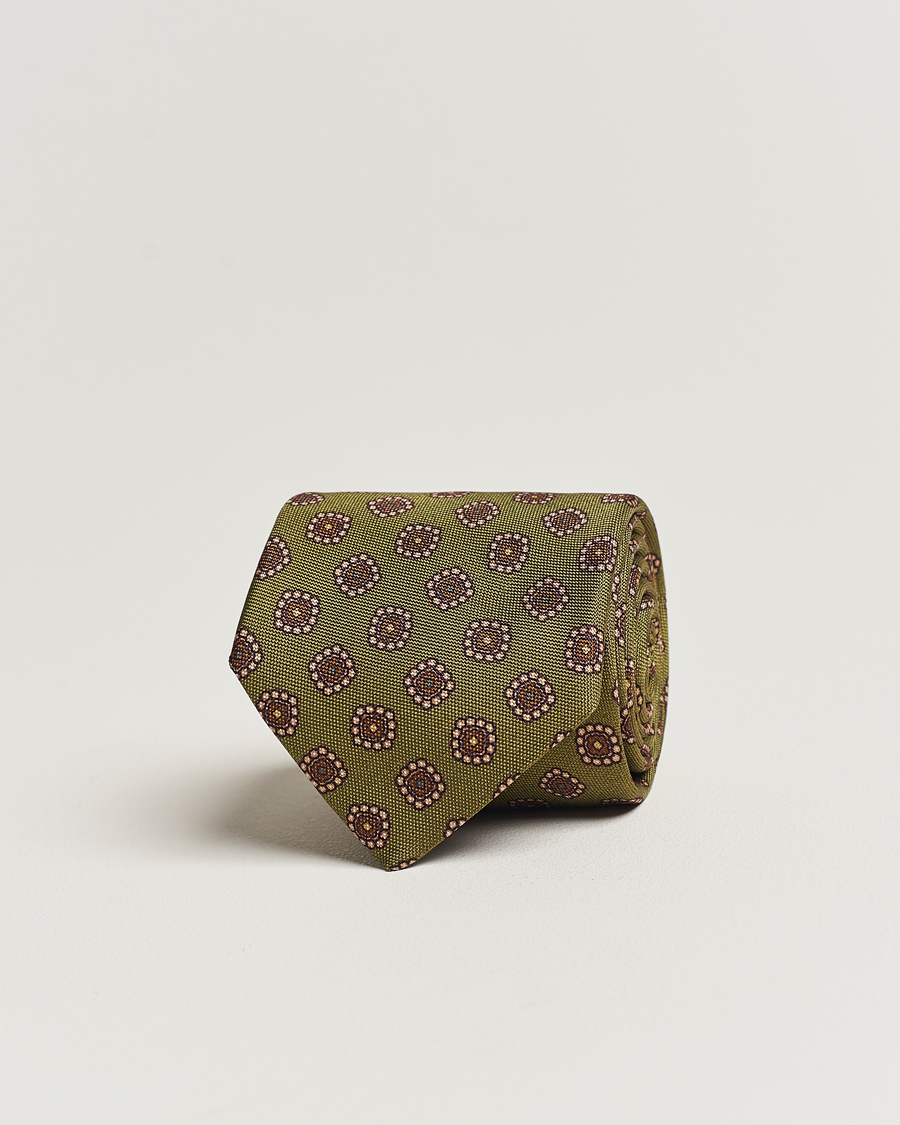 Heren | Stenströms Printed Silk Tie Green | Stenströms | Printed Silk Tie Green