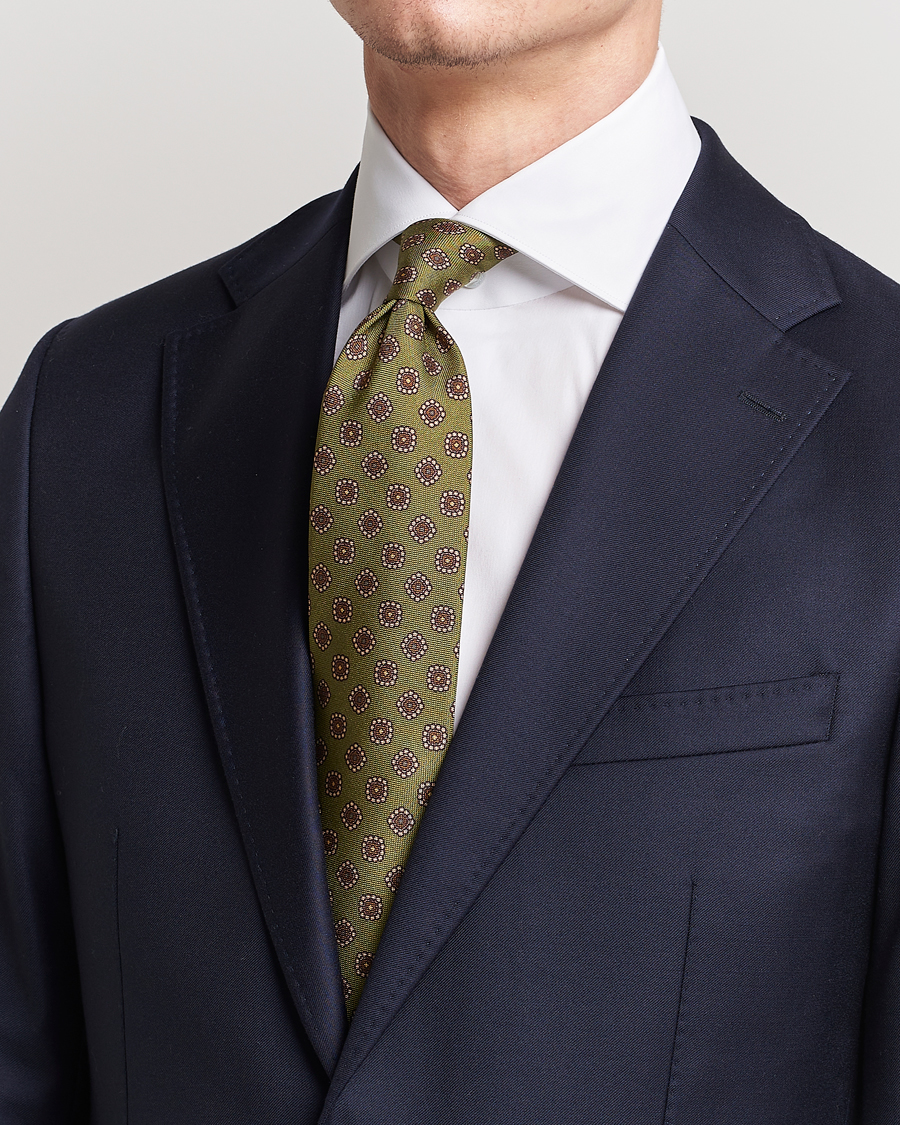 Heren | Stenströms Printed Silk Tie Green | Stenströms | Printed Silk Tie Green