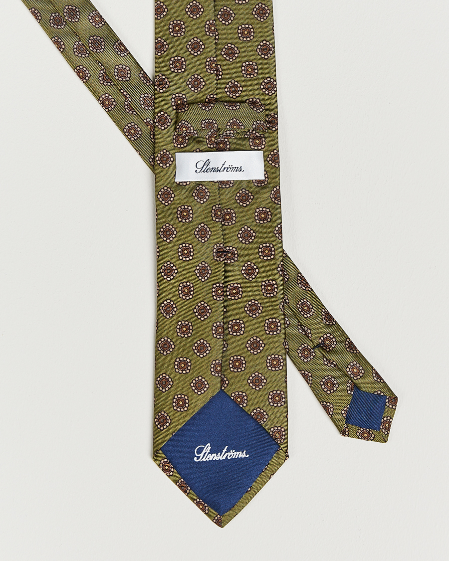 Heren | Stenströms Printed Silk Tie Green | Stenströms | Printed Silk Tie Green