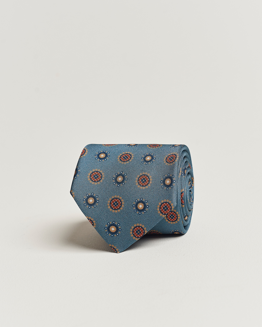 Heren | Stenströms Printed Silk Tie Light Blue | Stenströms | Printed Silk Tie Light Blue