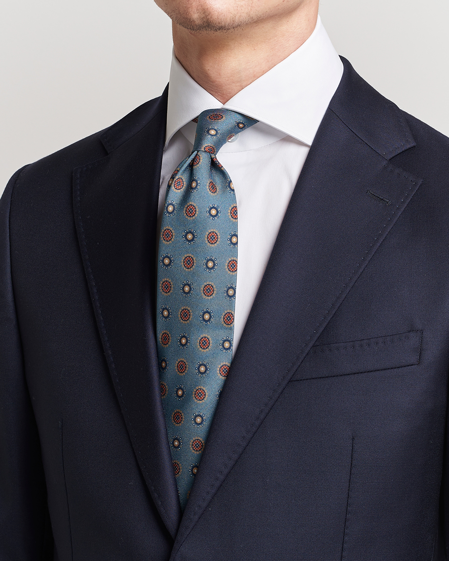 Heren | Stenströms Printed Silk Tie Light Blue | Stenströms | Printed Silk Tie Light Blue