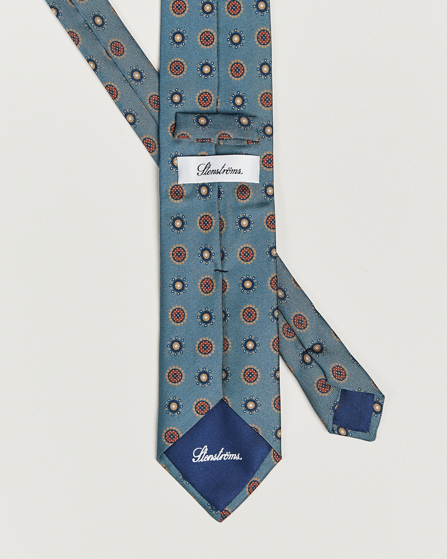 Heren | Stenströms Printed Silk Tie Light Blue | Stenströms | Printed Silk Tie Light Blue