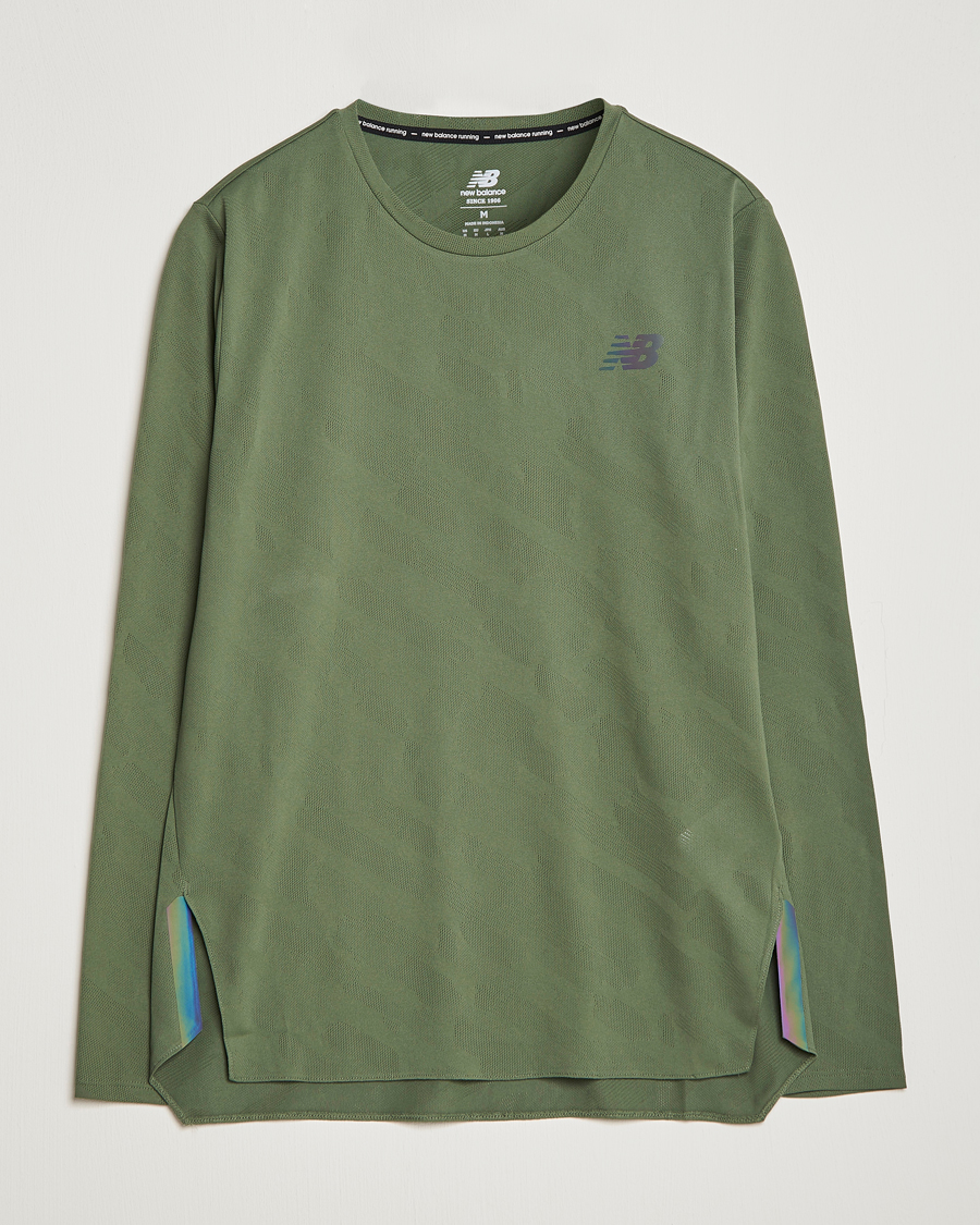 Heren | T-shirts | New Balance Running | Q Speed Jacquard Long Sleeve T-Shirt Olive