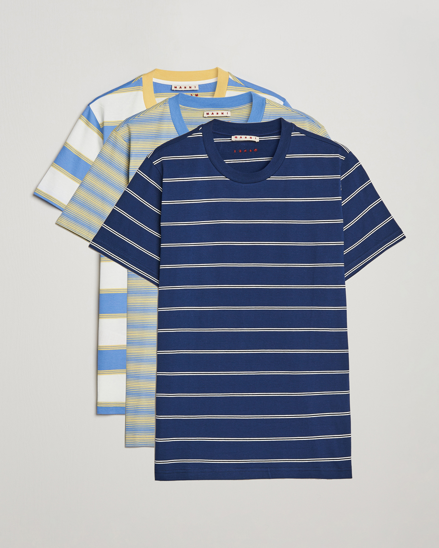 Heren | T-shirts | Marni | 3-Pack Block Stripe T-Shirt Citrine