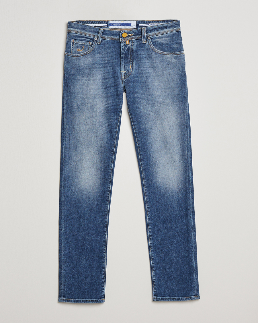 Heren | Jeans | Jacob Cohën | Nick Slim Fit Eco Friendly Stretch Jeans Mid Blue