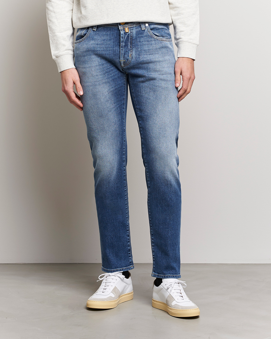 Heren | Jeans | Jacob Cohën | Nick Slim Fit Eco Friendly Stretch Jeans Mid Blue