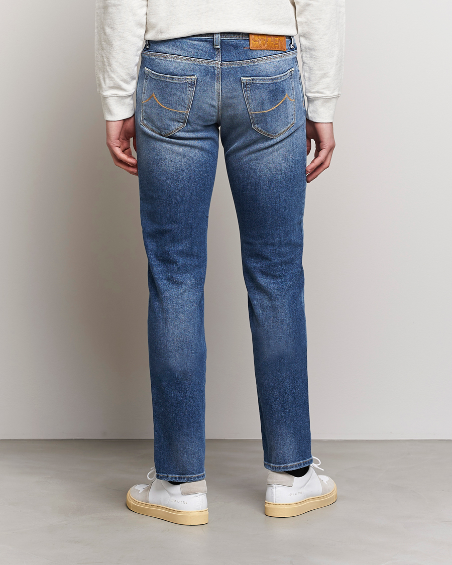 Heren | Jeans | Jacob Cohën | Nick Slim Fit Eco Friendly Stretch Jeans Mid Blue