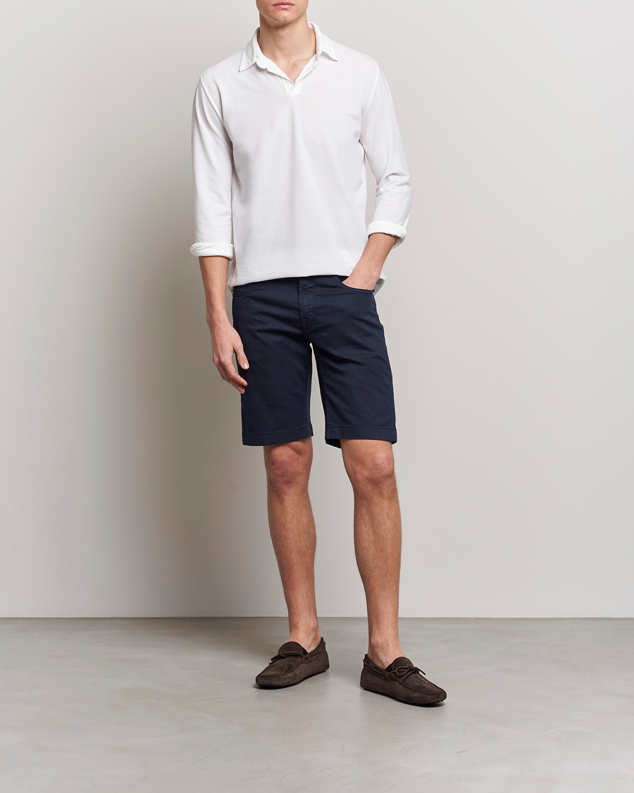 Heren | Korte broek | Jacob Cohën | Nicolas Cotton Twill Shorts Navy