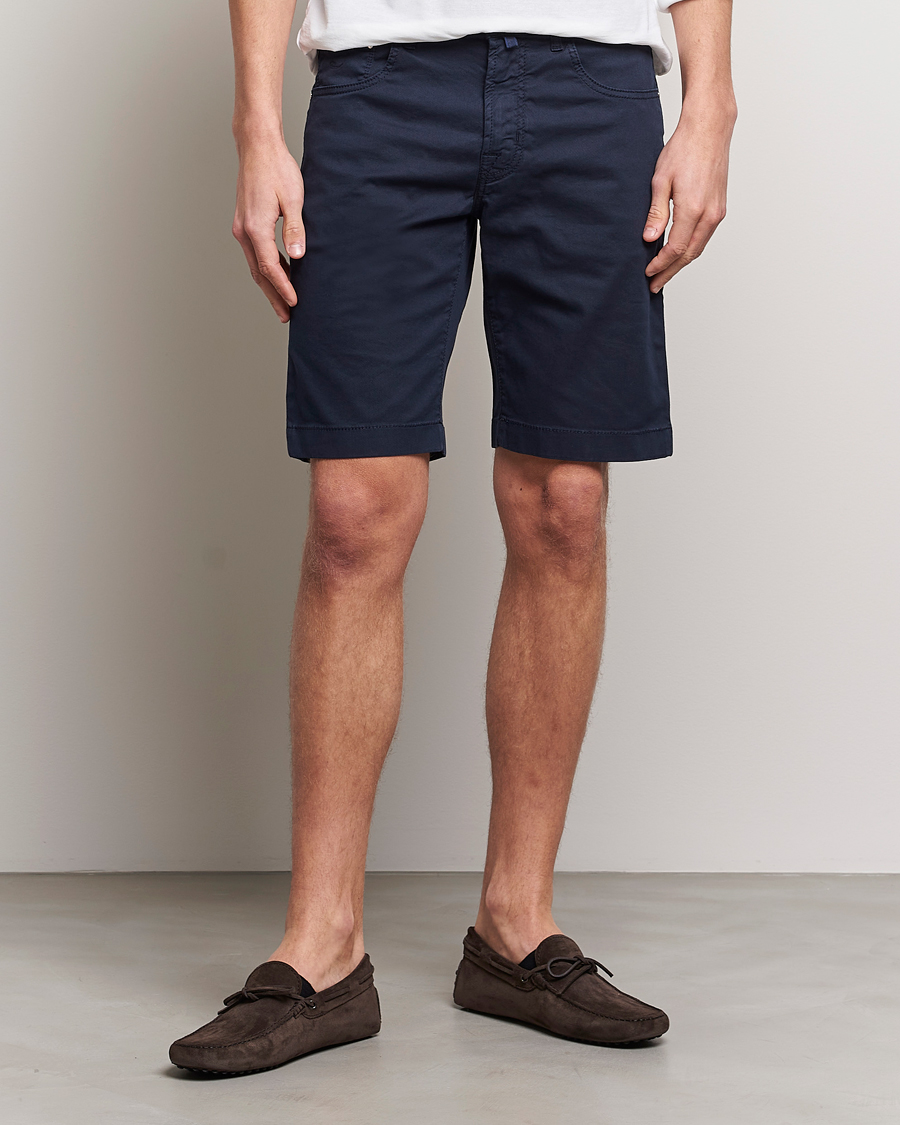 Heren | Korte broek | Jacob Cohën | Nicolas Cotton Twill Shorts Navy