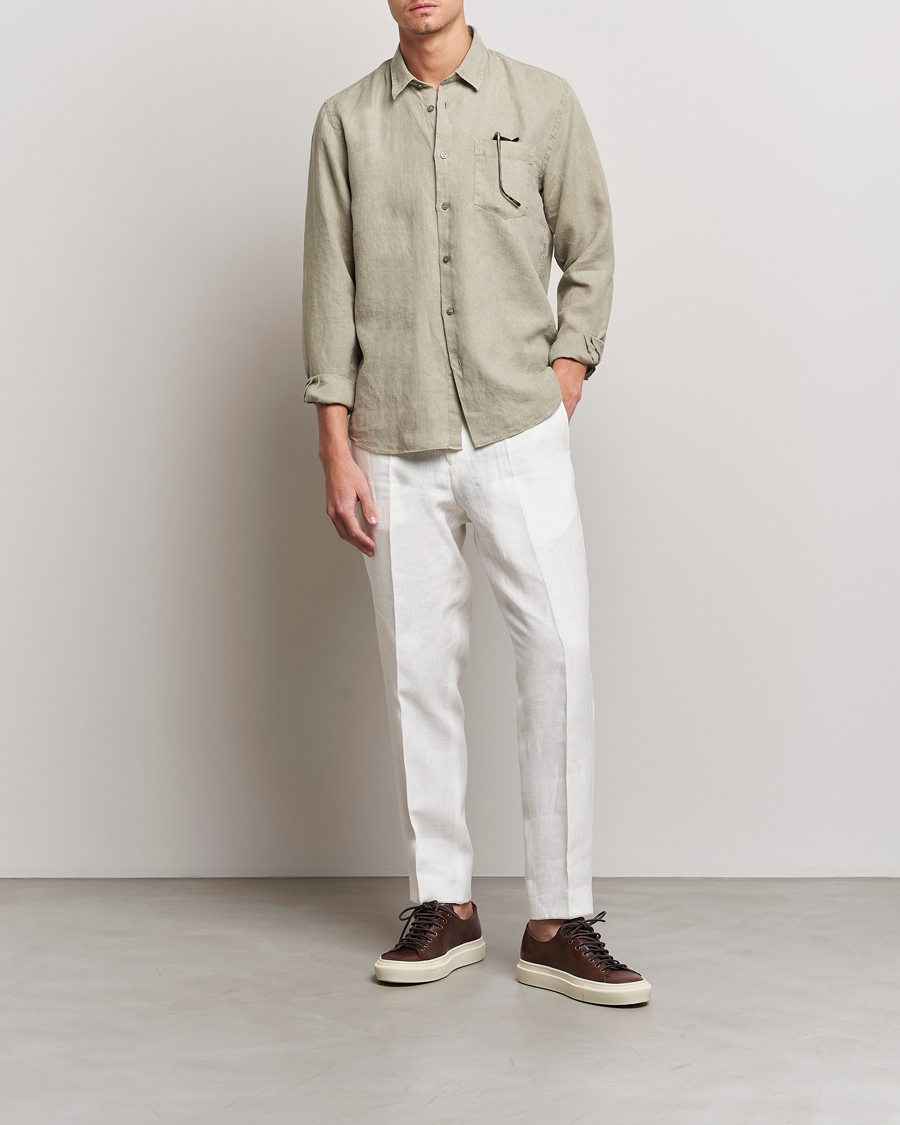 Heren | Overhemden | Vilebrequin | Caroubis Linen Shirt Ecalyptus