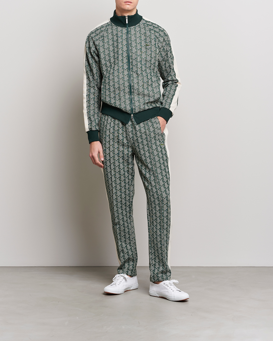 Heren | Truien | Lacoste | Monogram Zip Sweatshirt Green/Wood Shaving