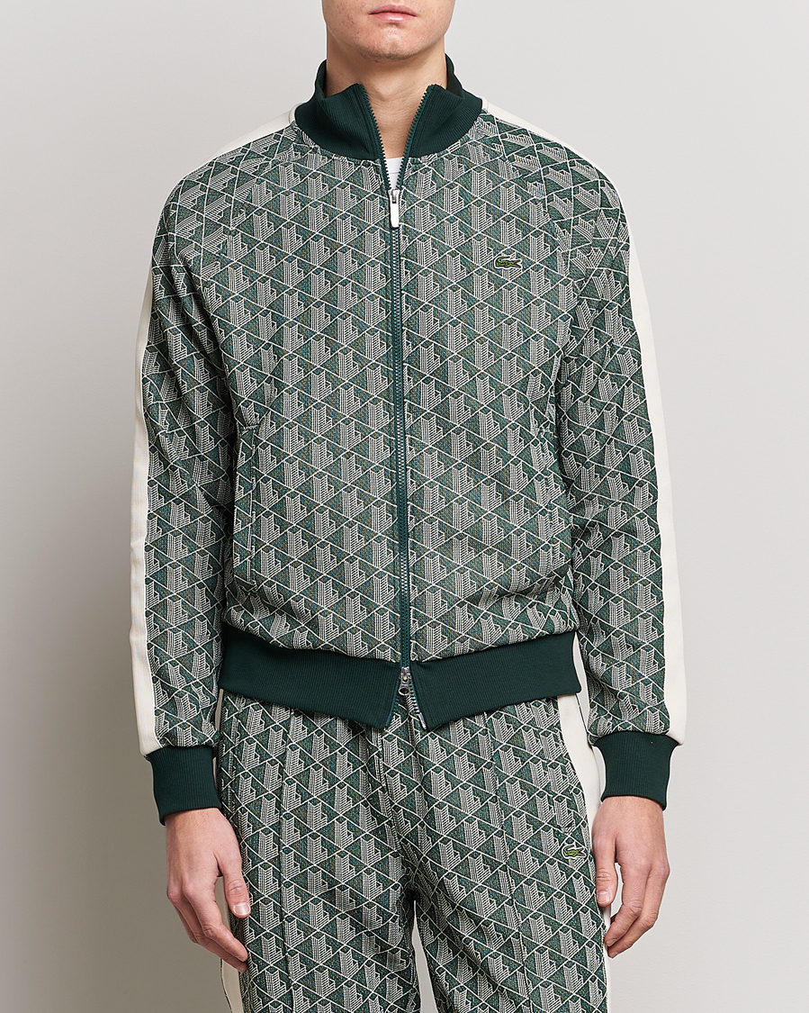 Heren | Truien | Lacoste | Monogram Zip Sweatshirt Green/Wood Shaving
