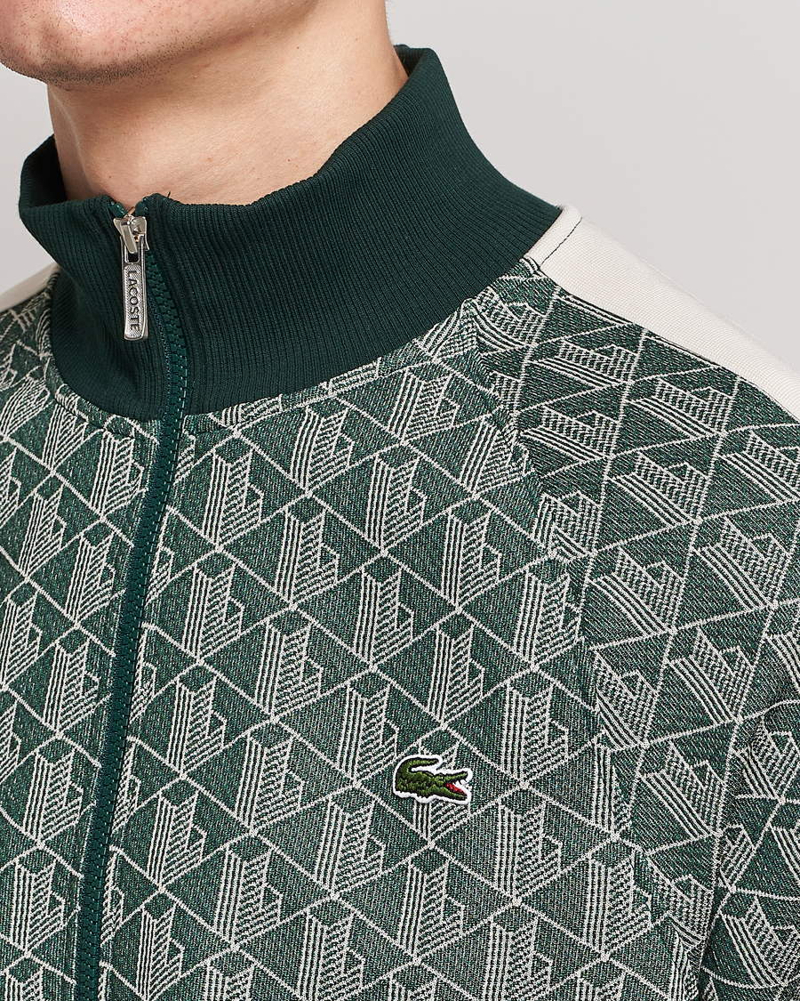 Heren | Truien | Lacoste | Monogram Zip Sweatshirt Green/Wood Shaving