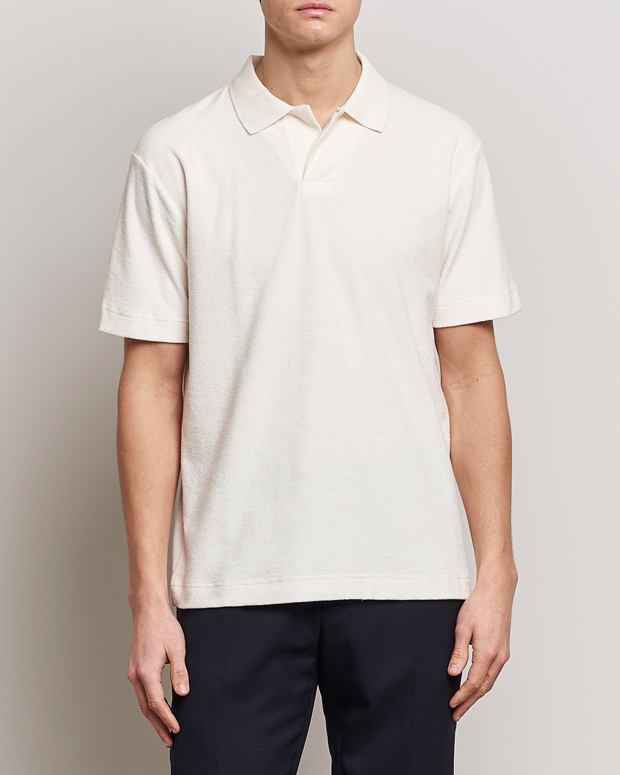 Heren | Poloshirts met korte mouwen | Sunspel | Towelling Polo Shirt Archive White