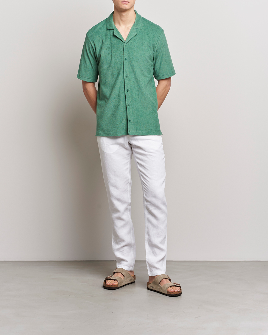 Heren | Overhemden | Sunspel | Towelling Camp Collar Shirt Thyme Green
