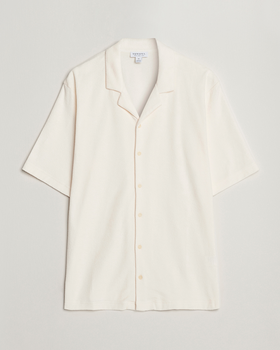 Heren | Sunspel | Sunspel | Towelling Camp Collar Shirt Archive White