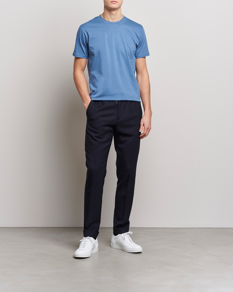 Heren | T-shirts | Sunspel | Riviera Organic Tee Blue Stone