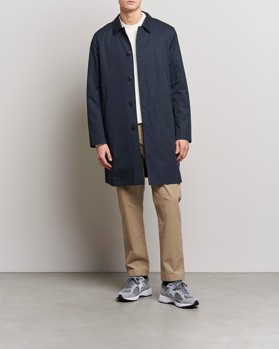 Heren | Jassen | Sunspel | Technical Cotton Mac Coat Navy