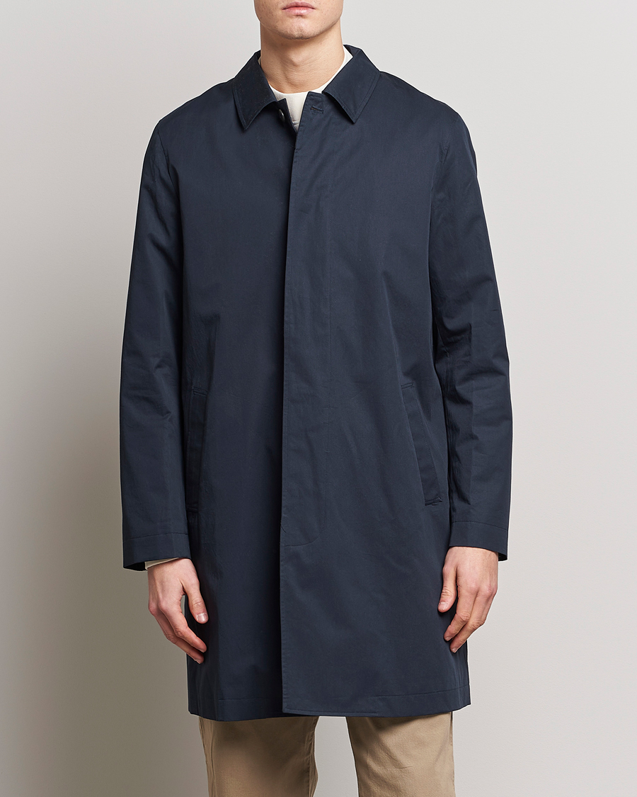 Heren |  | Sunspel | Technical Cotton Mac Coat Navy