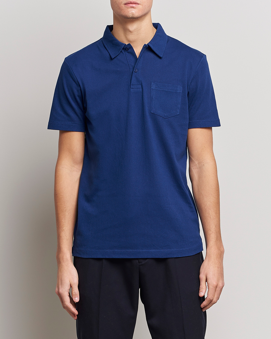 Heren | Poloshirts met korte mouwen | Sunspel | Riviera Polo Shirt Space Blue
