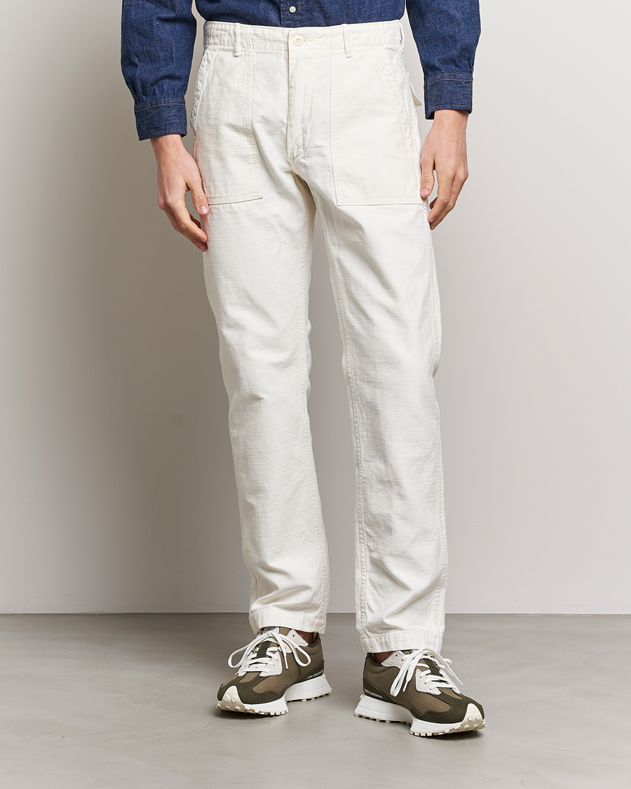 Heren | Japanese Department | orSlow | Slim Fit Original Sateen Fatigue Pants Ecru